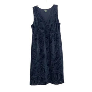 Eddie Bauer Sleeveless Dress Black Velvet Paisley 10 - Picture 1 of 10