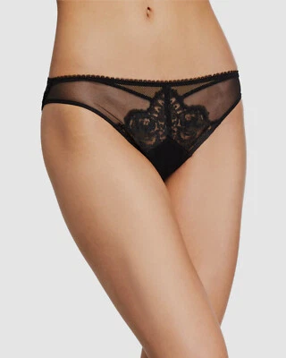 $148 Lise Charmel Mujer Negro Encaje Tiro Bajo Ecrin Glamour Calzoncillo Italiano Talla XS Foto 1 de 3