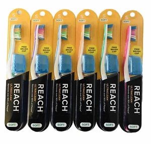 6 REACH ULTRACLEAN SOFT Bristle Toothbrushes With Free Brush Cap FREE SHIPPING!! - Picture 1 of 2