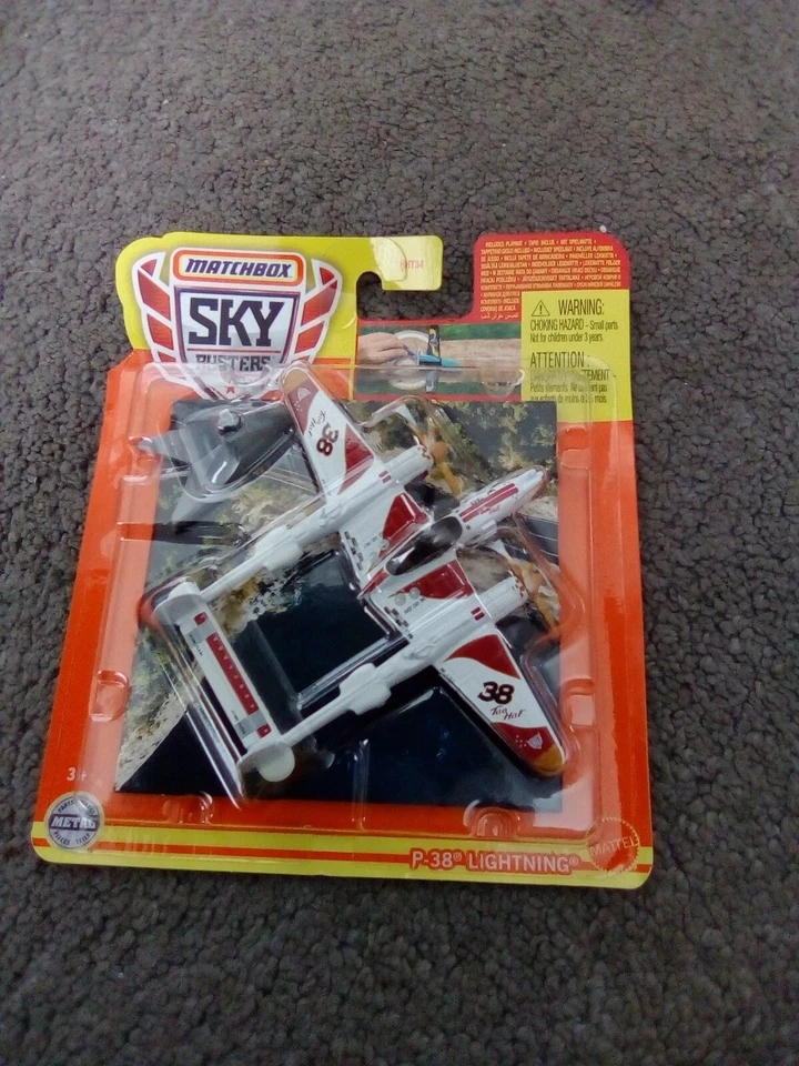 Matchbox Metal Sky-Busters- P-38 Lightning With Landing Mat And Stand New S37 - Image 1 of 1