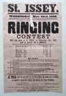 1892 ST. ISSEY CORNWALL  CHURCH BELLS RINGING COMPETITION St. Poster Campanology