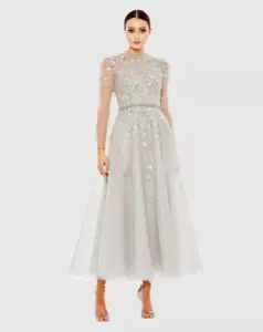 Mac Duggal NWT 20444 Embellished Gathered Long Sleeve A-Line Gown Size 16 - Picture 1 of 4