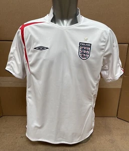 England Football Home White Umbro Shirt 2005 - 2007 Short Sleeve Mens Large - Picture 1 of 12