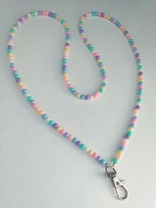 Handmade Beaded Pastel Lanyard - Picture 1 of 4