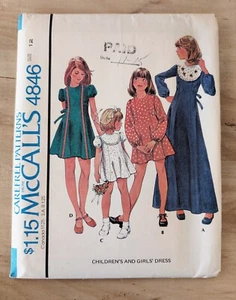 McCall's 4846 Vintage Girls Dress In Two Lengths Pattern Size 12 Uncut - Picture 1 of 2