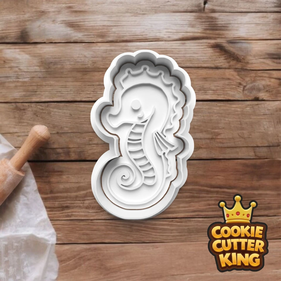 Seahorse Cookie Cutter & Embosser Stamp - Ocean Charm Fun – Marine Life Animals - image 1 of 1