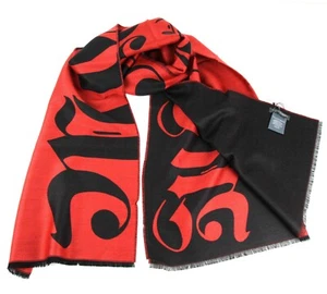 $495 Alexander McQueen Red/Black Wool/Cotton Gothic Print Scarf 525175 6460 - Picture 1 of 6
