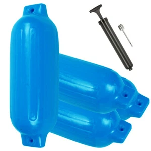4 Stück Bootsfender Boot Yacht Rammschutz mit Pumpe Blau 405mm x 115mm - Bild 1 von 3