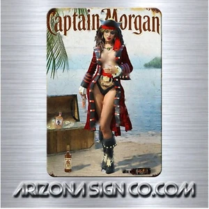 Vintage Look Reproduction Design Captain & Lady Morgan Aluminum Sign 8 x 12 - Picture 1 of 5