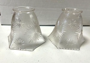 2 Vintage Clear Starburst Replacement Lamp Shade Globes Glass 2" Fitter - Picture 1 of 7