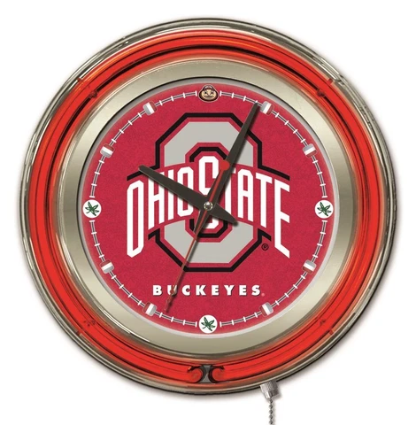 Ohio State Buckeyes HBS Neon Red College Battery Powered Wall Clock (15") Cover
