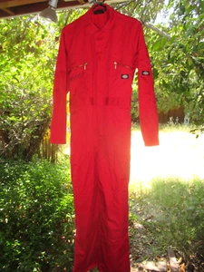 DICKIES LONG SLEEVE MECHANIC JUMPSUIT COVERALLS DRK RED UK 36 WORDS"YEAH PUSSY" - Picture 1 of 19