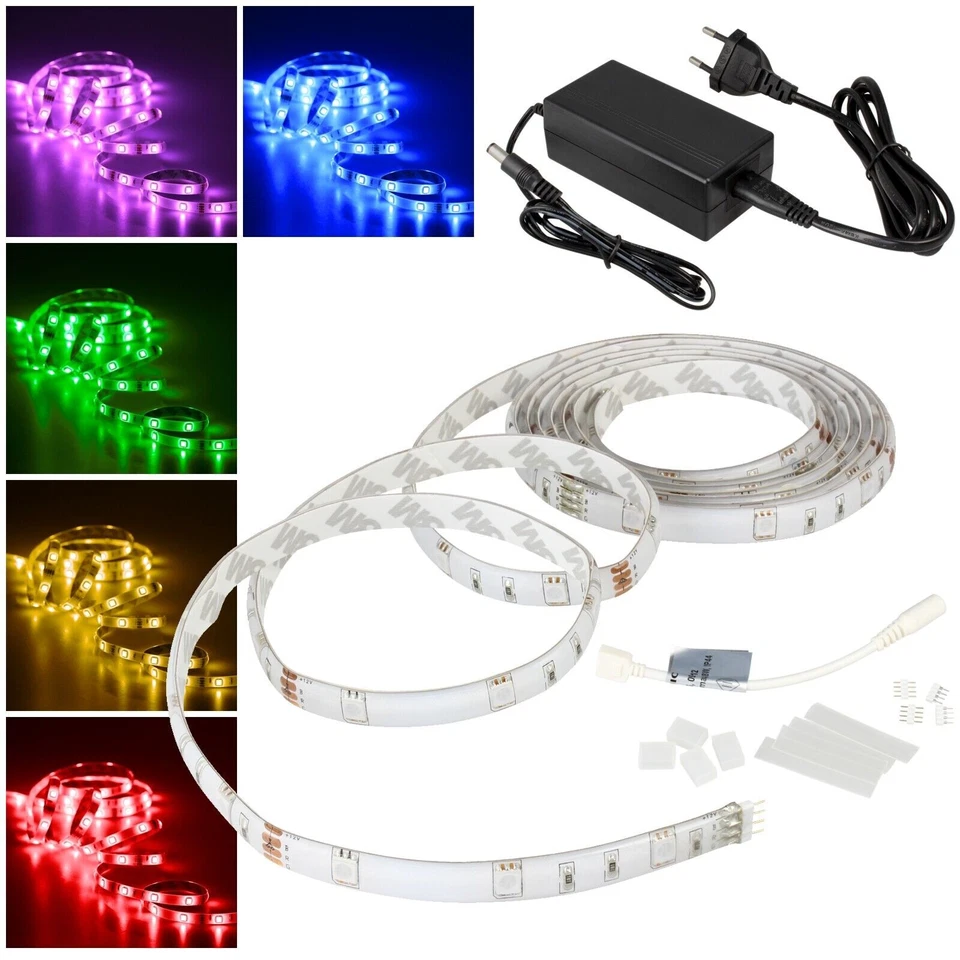 (2,78€/m) Led Stripe Komplett-SET mit 12V Netzteil für 230V betrieb, HEITRONIC - Bild 1 von 4
