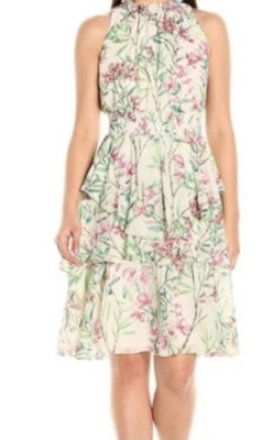 Vestido Eliza J Floral Volantes En Niveles Calado Línea A Cottagecore Pradera Costera 6 Foto 1 de 4