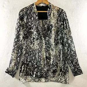Alice Olivia Womens Silk Blend Blouse Sz M Animal Print Velvet Burnout Mobwife - Picture 1 of 15