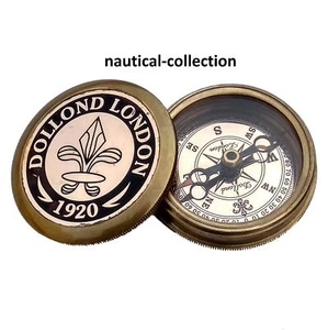  Antica bussola poesia marittima in ottone DOLLOND LONDRA 1920 - Foto 1 di 3