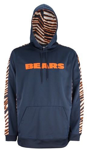 VETEMENTS Zubaz NFL Felpa con Cappuccio Uomo Chicago Bears Zebra Tinta Unita Navy