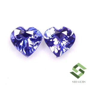 5x5 mm Certified Natural Tanzanite Heart Shape Cut Pair 0.82 CTS Loose Gemstones - Picture 1 of 6