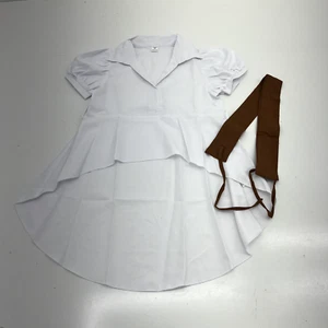 Shein White Short Sleeve High-Low Belted Shirt Girls Size 9 NEW - Picture 1 of 6