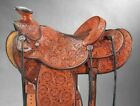 Full carved Western hot seat Roping Trail Horse Saddle 16" tack set