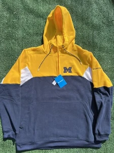 $80 Large Michigan Wolverines Columbia Lodge Fleece Hoodie Relaxed Fit NCAA - Picture 1 of 14