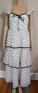 Vestique Women's Dress White Polka Dot Size Medium Sleeveless Tiered Ruffle  - Picture 1 of 6