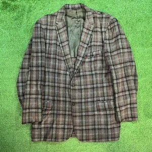 Vintage Campus Blazer 44R Herren Blazer Jacke Made USA 70er Tartan kariert Grunge - Bild 1 von 7