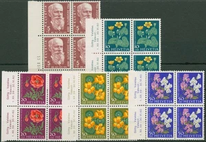 Schweiz 1959 Pro Juventute Blumen 687/91 4er-Block, Randbeschriftung postfrisch - Bild 1 von 1