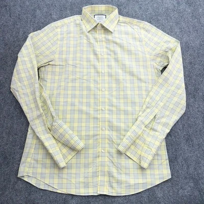 Camisa Charles Tyrwhitt Para Hombres 16 36 Amarilla A Cuadros Calce Ajustado Sin Hierro Puño Francés Foto 1 de 4