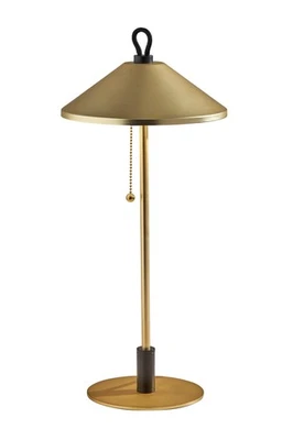 20" Black and Gold Metal Two Light Candlestick LED Table Lamp With Brass Cone... - Image 1 of 4