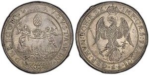 DEUTSCHE ST Augsburg. MDCXXV (1625) AR Taler. PCGS AU58. KM 27,1; Dav.-5014 - Bild 1 von 1