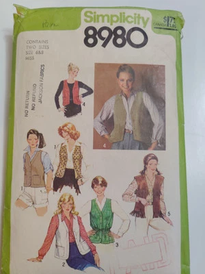 Vest Western Rodeo Dressy 6 8 Simplicity 8980 Sewing Pattern Cut VTG 70's Safari - Image 1 of 4