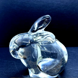 Fenton Glass Clear Bunny Rabbit Figurine Paperweight 3" - Picture 1 of 12