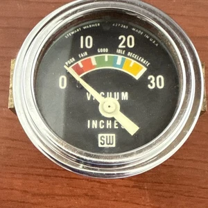 Vintage Stewart Warner 2 1/8" 0 - 30 inch vacuum gauge Gasser Hot Rod SCTA Day 2 - Picture 1 of 2