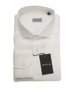 Sartorio by Kiton NWT $650 White 100% Linen Casual Dress Shirt (44 eu) 17.5 US - Picture 1 of 4
