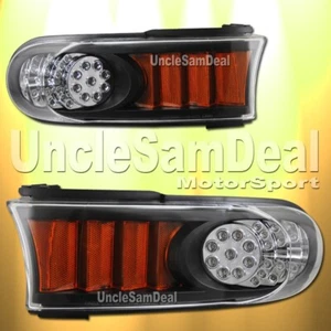 FOR TOYOTOA FJ CRUISER CLEAR BLACK AMBER LED FRONT CORNER SIGNAL LIGHTS PAIR - Picture 1 of 2
