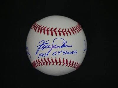 FERGIE JENKINS GREG MADDUX BRUCE SUTTER SIGNED OMLB BASEBALL INSCRIBED - JSA COA - Image 1 of 4