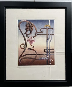 Bruce Weinberg (1942-1994)Abstract Composition w Floral Embossing Handmade Paper - Picture 1 of 3