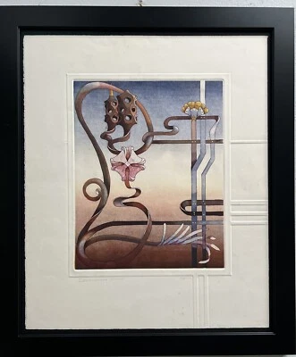 Bruce Weinberg (1942-1994) Composición abstracta con papel hecho a mano en relieve floral Foto 1 de 3