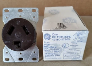 GE 4132-3UPC NEMA 10-30R 30A Amp 125V/250V Voltio 3 Polos 3 Hilos Receptáculo - Imagen 1 de 2