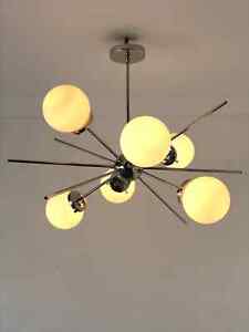 Milky Globe Chandelier- Living Room- Dining Room- Bedroom Pendant Light- Brass