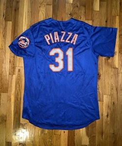 MIKE PIAZZA Majestic Authentic NEW YORK METS Blue Batting Practice BP Jersey 50 - Picture 1 of 6