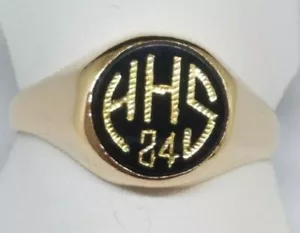 ANILLO DE ÓNIX DE ORO AMARILLO DE 10 QUILATES HAVENS&CO DE COLECCIÓN, TALLA 9 - Imagen 1 de 6