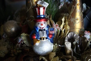Uncle Sam Snowman Ornament, Christmas, Hanging Ornaments - Picture 1 of 4
