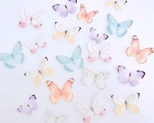 Pack of 106pcs, 2-2.5cm Edible Pre-Cut Wafer Butterfly - Pastel Wafer Butterfly - Picture 1 of 2