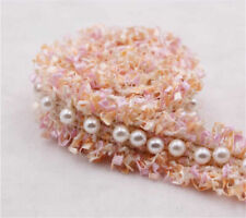 1 yd perle brodée perle perlée perles dentelle bord garniture ruban mariage applique couture à faire soi-même
