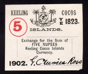 Cocos Keeling Islands P-S128. (1902) 5 Rupees.. UNC - Imagen 1 de 2