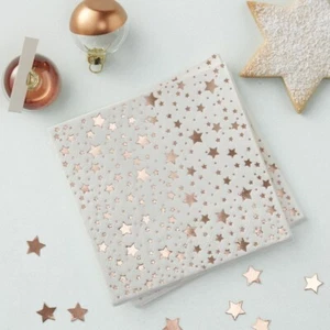 Servilletas de cóctel Ginger Ray Rose Gold Star 3 X 20pk Party Essentials - Imagen 1 de 2