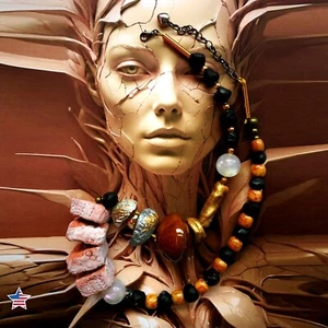 Luxury Jewelry Woman Necklace Folkloric Bohemian Ethnic Handmade Natural Beaded - Picture 1 of 24