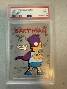 1990 Topps Simpsons Sticker - #1 Bartman / Bart Simpson - PSA 9 MINT - Picture 1 of 14